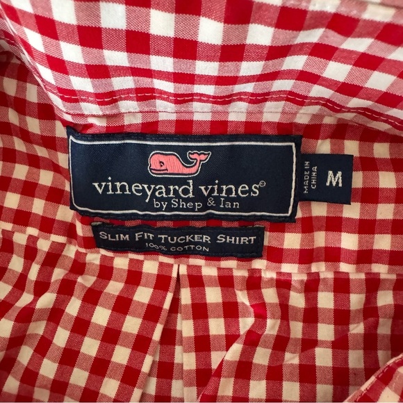 Vineyard Vines Red Gingham Button Down Shirt - Slim Fit Tucker Shirt - Picture 3 of 4